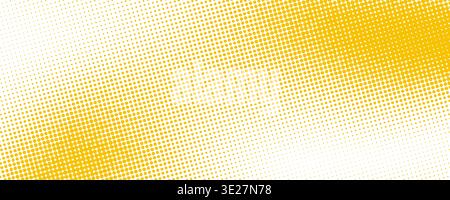 Yellow halftone grain texture. Faded dotted gradient pattern background. Grunge pixel cartoon overlay backdrop. Anime or manga golden wavy noise cover. Raster comic pop art gradation wallpaper. Vector Stock Vector