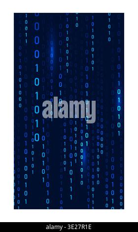 Binary Rain background. Abstract hacker code with data streams and falling numbers on computer screen. Vector illustration Stock Vector