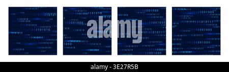 Binary Rain background. Crypto currency techno banner. Digital data technology concept. Vector illustration Stock Vector