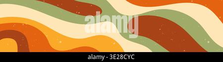Retro warm color zebra groovy banner. Stock Vector