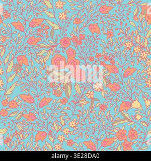 Vibrant Boho Floral Damask Sand Pattern Stock Vector