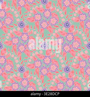 Moody Charcoal Boho Floral Damask Pattern Stock Vector