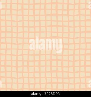 Abstract Wavy Peach Grid Textile Pattern Stock Vector