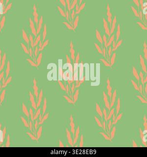 Minimalist Peach Wavy Leaf Stripe Pattern Stock Vector