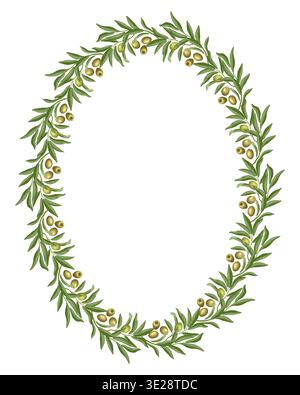 Oval Wreath Frame With Green Leaves Decoration Stock Vector Image & Art ...