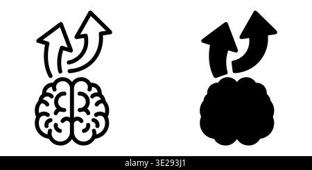 Two icons of a brain with arrows pointing upward representing mental growth and cognitive expansion Vector Stock Vector