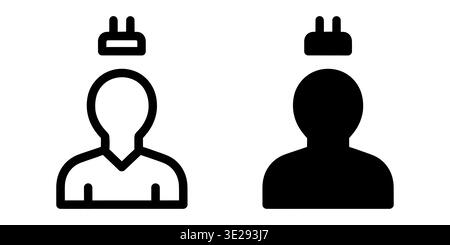 Two icons of a person with an electrical plug floating above their head representing energy levels Vector Stock Vector