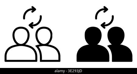 Two icons of people with a circular arrow representing team communication and workflow exchange Vector Stock Vector