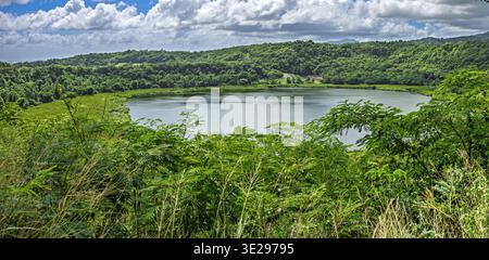 Lake Antoine, tuffaceous ring crater rimmed by volcanic ash, St Patrick parish, Grenada Stock Photo