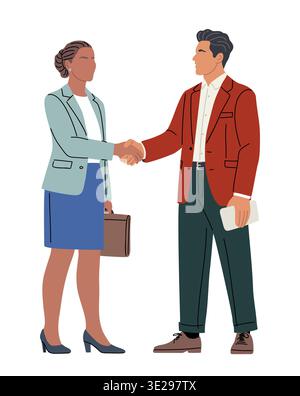 Two professionals shake hands isolated on white Stock Vector