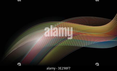 Colorful Glow lines effect shape decoration background on dark space,Modern graphic design element panoramic technology concept Stock Vector