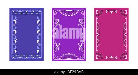 Mexican frame with ornamental border and geometric pattern - vibrant fiesta design with traditional Aztec motifs. Decorative ethnic vector floral ornaments for festive Mexico celebration cards. Stock Vector
