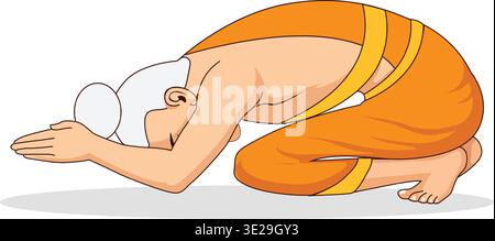 Hindu Sage Praying in Sashtanga Pranam Pose Stock Vector