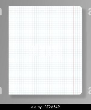A blank squared notebook on a flat surface. The layout highlights the squared paper pattern ready for use in various design projects Stock Vector