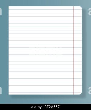 A blank lined notebook sheet is shown on a plain colored background. The layout is simple and clean, offering a space for writing or sketching without Stock Vector