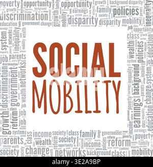 Social Mobility word cloud conceptual design isolated on white background. Stock Vector