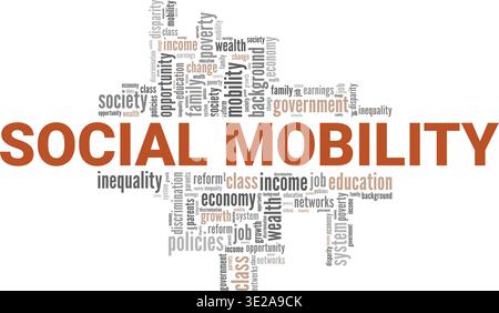 Social Mobility word cloud conceptual design isolated on white background. Stock Vector