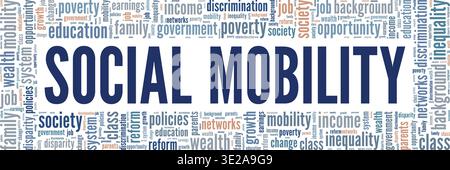 Social Mobility word cloud conceptual design isolated on white background. Stock Vector