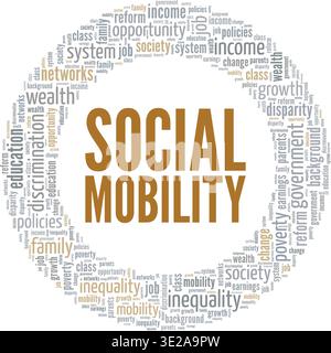 Social Mobility word cloud conceptual design isolated on white background. Stock Vector