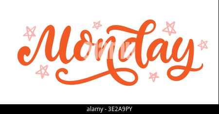 Monday vector hand lettering brush calligraphy Stock Vector