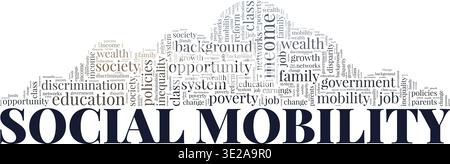 Social Mobility word cloud conceptual design isolated on white background. Stock Vector