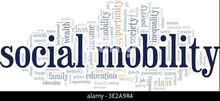Social Mobility word cloud conceptual design isolated on white background. Stock Vector