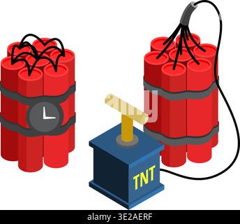 Dynamite Bomb with Clock Timer and detonator for blasting operations stock illustration Stock Vector