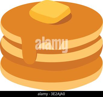 Delicious Stack of Pancakes with Butter and Syrup Drizzle Stock Vector