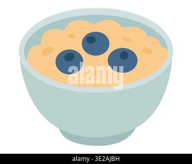 Delicious Bowl of Oatmeal with Fresh Blueberries Stock Vector