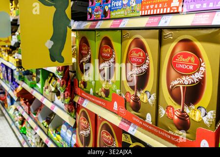 London UK March 19 2026, Selection of Lindt Lindor Celebration Chocolate Easter Eggs Stock Photo