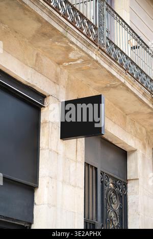 Black rectangular blank store sign mockup providing space for retail branding Stock Photo