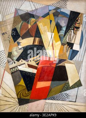 Albert Gleizes, b 1881 - d 1953. In the Port, 1917. Oil and sand on card. Stock Photo