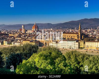 View of Florence from Piazzale Michelangelo , a popular viewing point in Florence,Italy Stock Photo