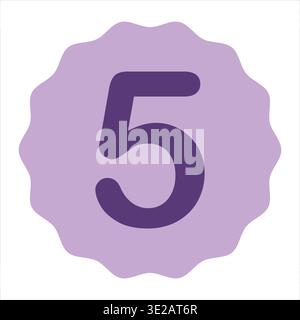 Colorful Number Five Vector Illustration. Designed for education, counting concepts, infographics, branding and digital media projects. Stock Vector