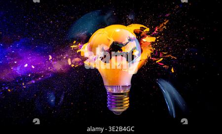 Light bulb shattering real high speed photo Stock Photo