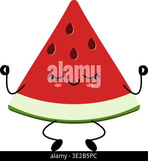 Happy watermelon slice cartoon character, calm pose, summer vibe Stock Vector