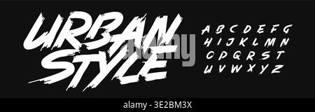 Urban Style Calligraphic Font Logo Alphabet, Handdrawn Letter Set fro Modern Street Art Typography. Creative Graffiti Lettering for Tshirt Text, Music Stock Vector