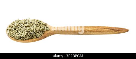 Wooden spoon with anise seeds isolated on white background Stock Photo