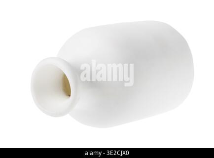 Empty white ceramic bottle for aromatic oil isolated on white background Stock Photo