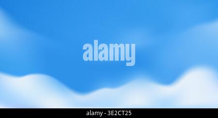Blue sky light background. White cloud sunny summer abstract gradient. Clear day meteorology gradation pattern. Vector wavy clouds and sunburst rays Stock Vector