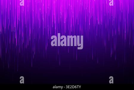 Digital data background with glowing neon lines. Futuristic bright rain effect with purple gradient. Technology data flow backdrop. Cyber light Stock Vector