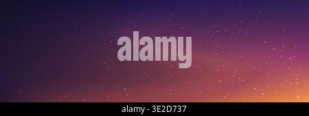 Evening sky with starry effect. Beautiful sunset with soft gradient. Yellow and orange background with clouds for poster, brochure or banner. Calm Stock Vector