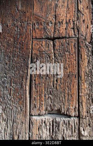 Texture of a very old brown wooden plank Stock Photo