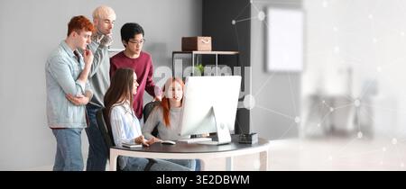 Team of young business people working with computer in office Stock Photo
