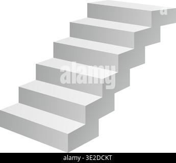 Isometric 3D staircase. Step design in light grey. Stock Vector