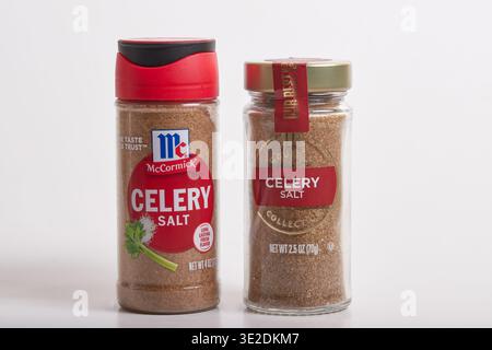McCormick Gourmet and standard Celery Salt! Stock Photo