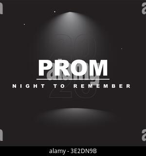 Prom night to remember event graphic illustration with spotlight on black background Stock Vector