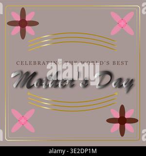 Mother's Day greeting card with celebratory text and floral elements for holiday media Stock Vector