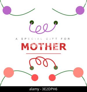 Minimalist graphic design greeting card for Mother Day with colorful abstract floral elements Stock Vector