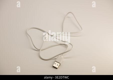 Cable with micro USB and USB connectors on a white background with clipping path. Stock Photo